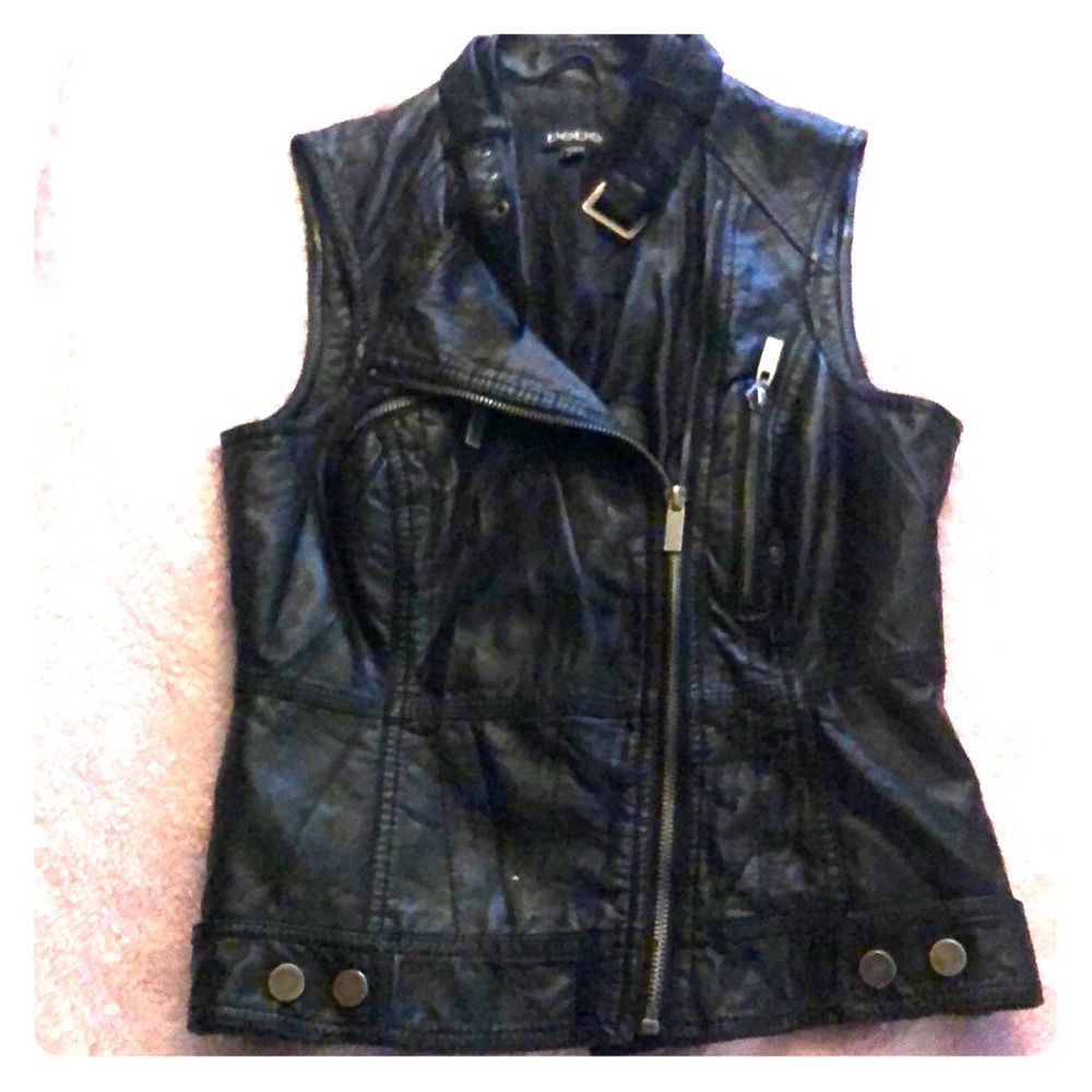Bebe Black Leather Zip Up Vest🖤